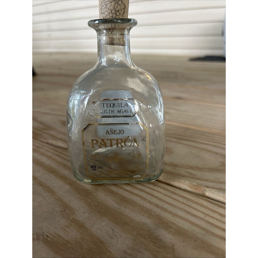 375 ml Patron "Anejo" Tequila Empty Bottle & Cork Top